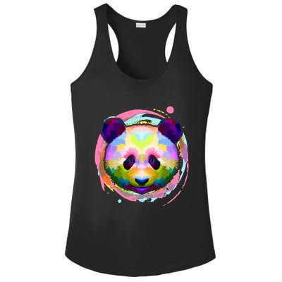 Colorful Painted Abstract Panda Face Ladies PosiCharge Competitor Racerback Tank