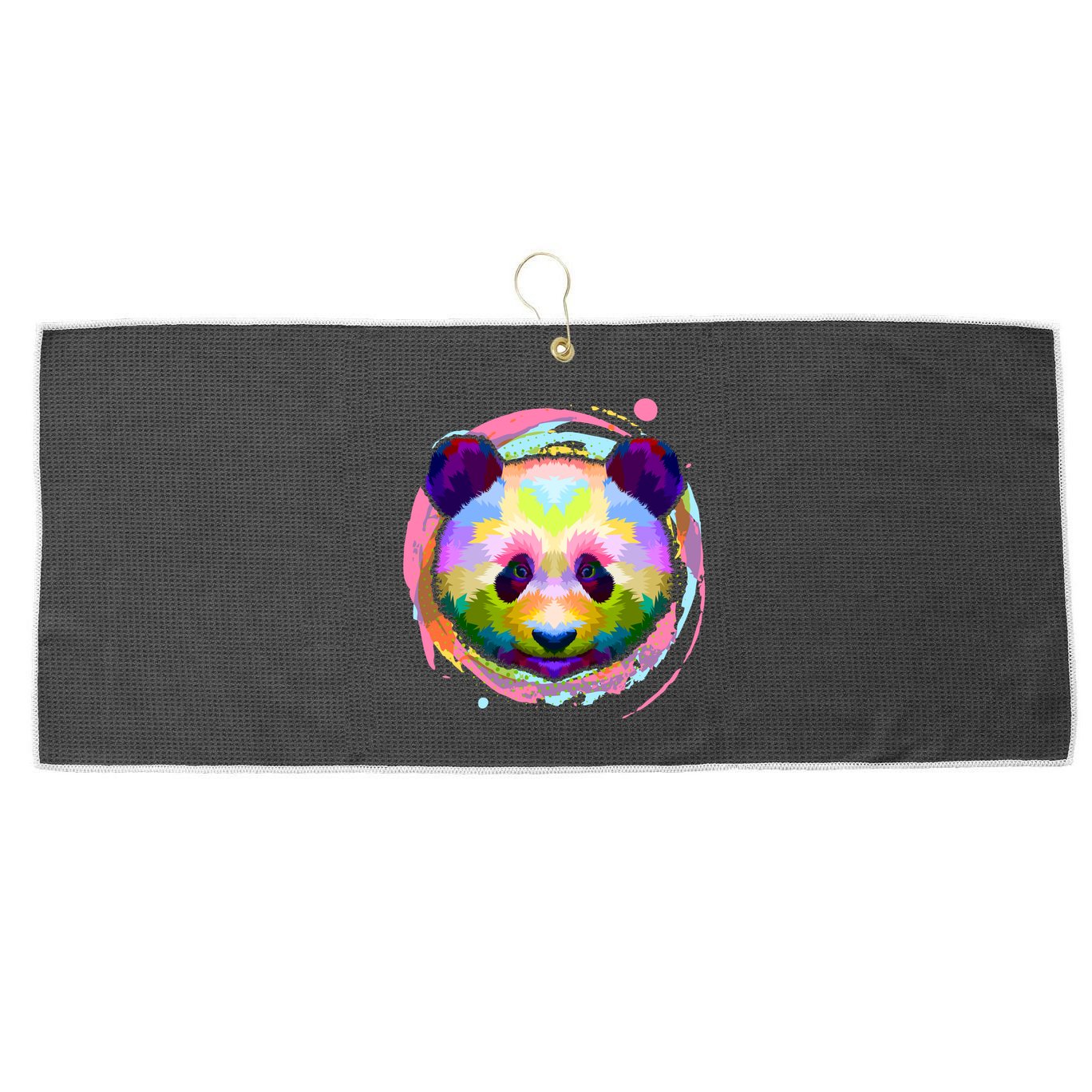 Colorful Painted Abstract Panda Face Large Microfiber Waffle Golf Towel