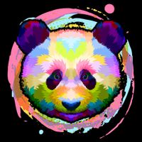 Colorful Painted Abstract Panda Face Womens Tank Top