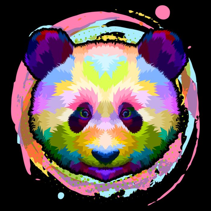 Colorful Painted Abstract Panda Face Womens Tank Top