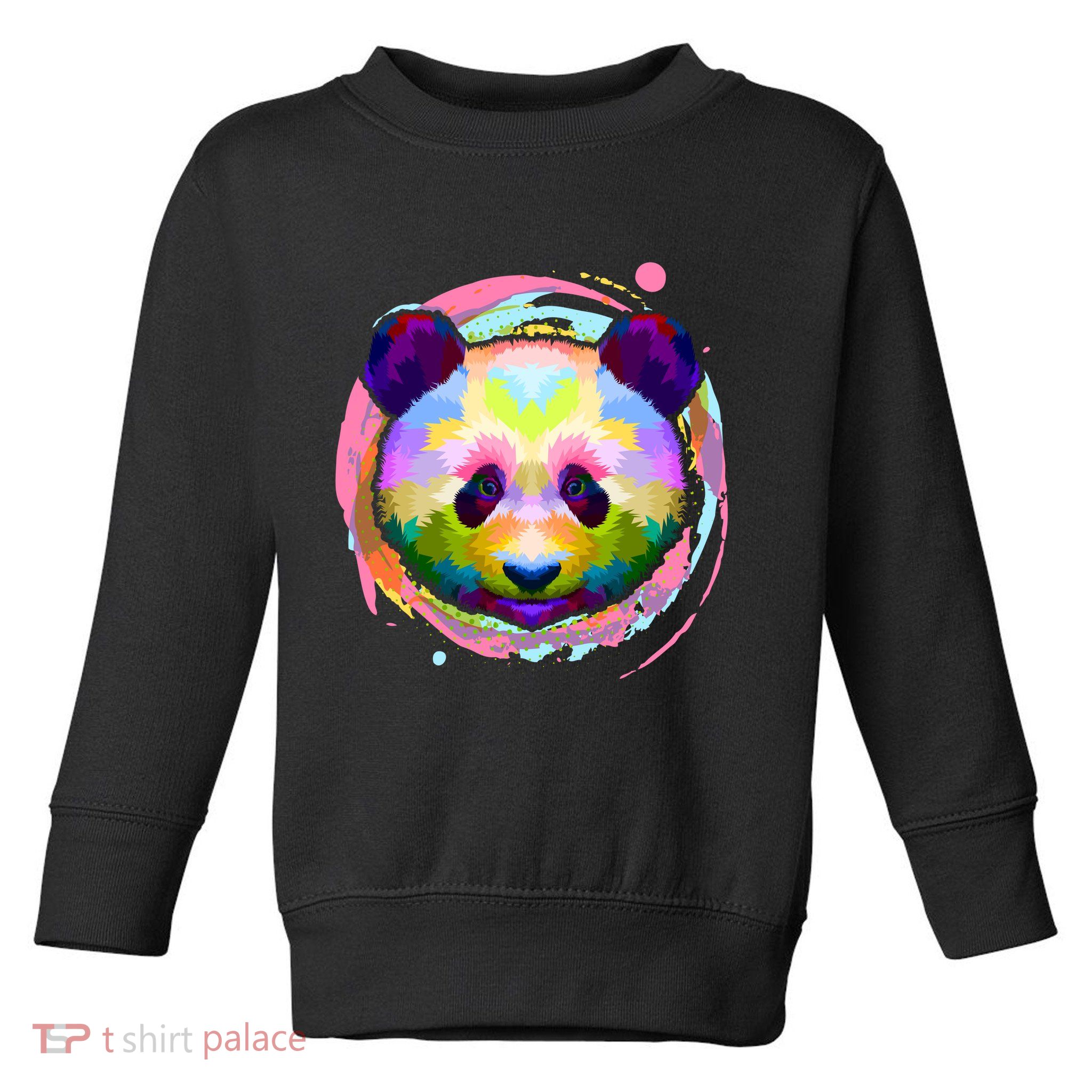 Colorful Painted Abstract Panda Face Toddler Sweatshirt