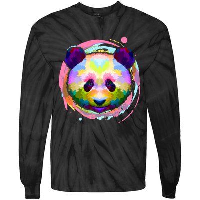 Colorful Painted Abstract Panda Face Tie-Dye Long Sleeve Shirt