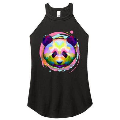 Colorful Painted Abstract Panda Face Women's Perfect Tri Rocker Tank