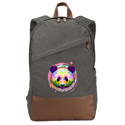 Colorful Painted Abstract Panda Face Cotton Canvas Backpack