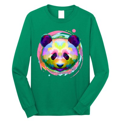 Colorful Painted Abstract Panda Face Long Sleeve Shirt