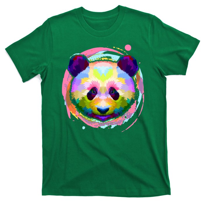 Colorful Painted Abstract Panda Face T-Shirt