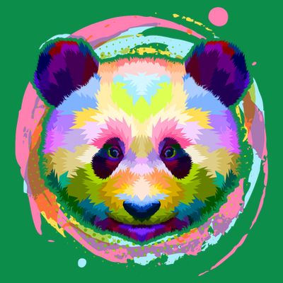 Colorful Painted Abstract Panda Face T-Shirt
