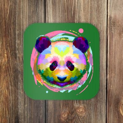 Colorful Painted Abstract Panda Face Coaster