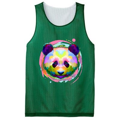 Colorful Painted Abstract Panda Face Mesh Reversible Basketball Jersey Tank