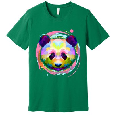 Colorful Painted Abstract Panda Face Premium T-Shirt