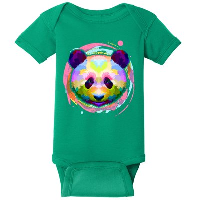 Colorful Painted Abstract Panda Face Baby Bodysuit