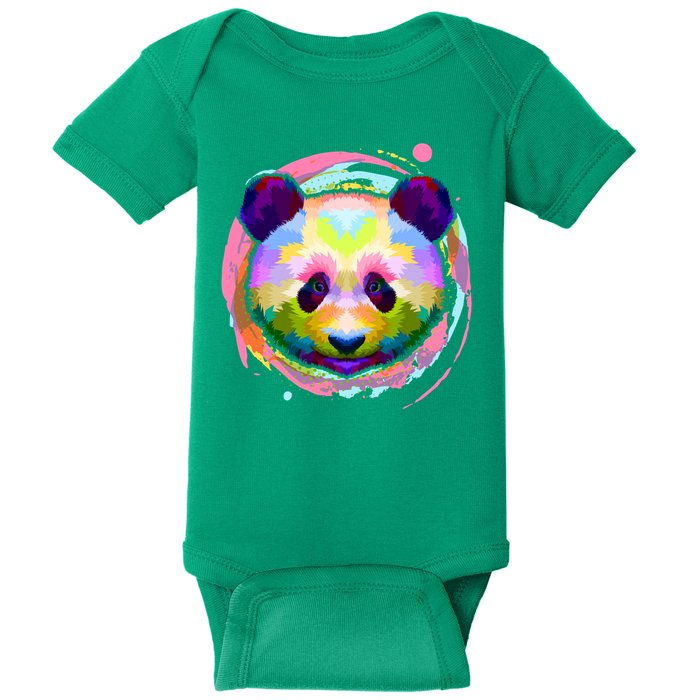 Colorful Painted Abstract Panda Face Baby Bodysuit
