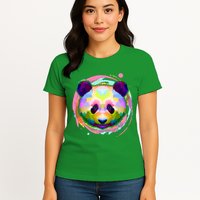 Colorful Painted Abstract Panda Face Womens T-Shirt