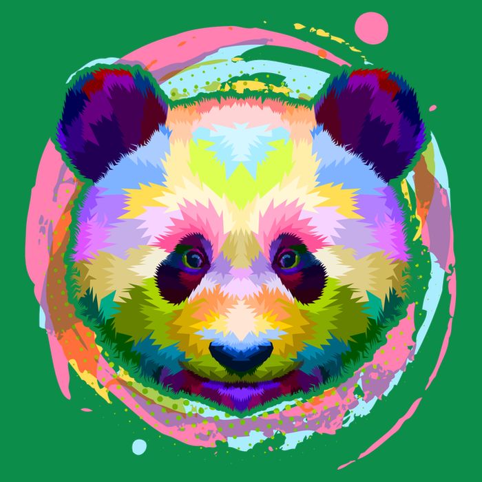 Colorful Painted Abstract Panda Face Womens T-Shirt