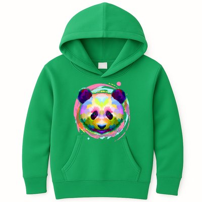 Colorful Painted Abstract Panda Face Kids Hoodie