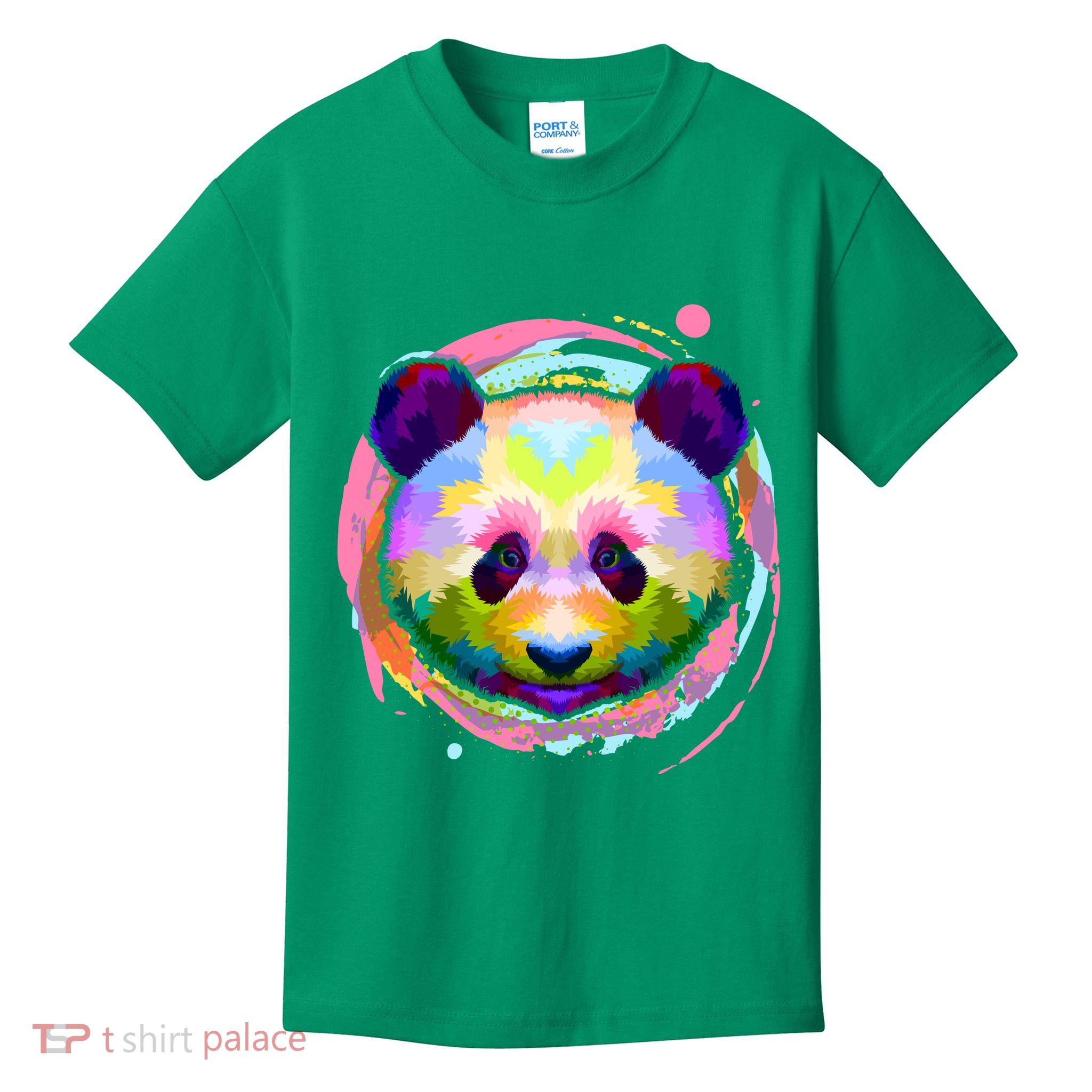 Colorful Painted Abstract Panda Face Kids T-Shirt