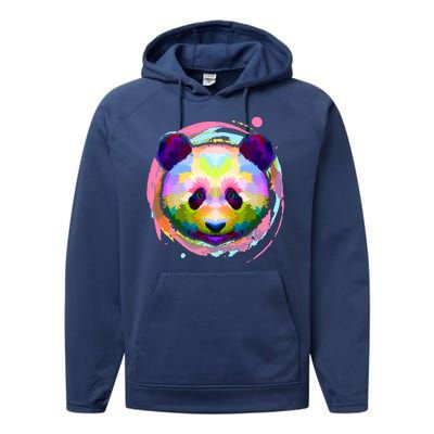 Colorful Painted Abstract Panda Face Performance Fleece Hoodie