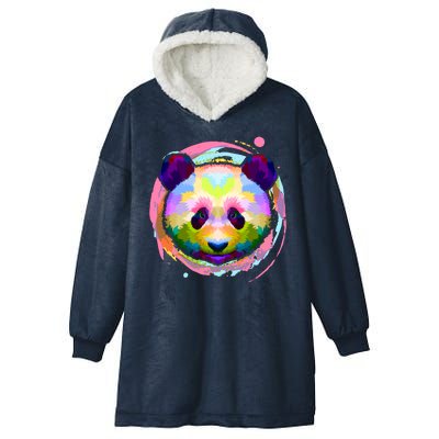 Colorful Painted Abstract Panda Face Hooded Wearable Blanket