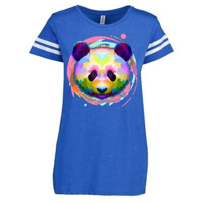 Colorful Painted Abstract Panda Face Enza Ladies Jersey Football T-Shirt