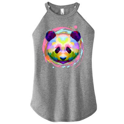 Colorful Painted Abstract Panda Face Women’s Perfect Tri Rocker Tank