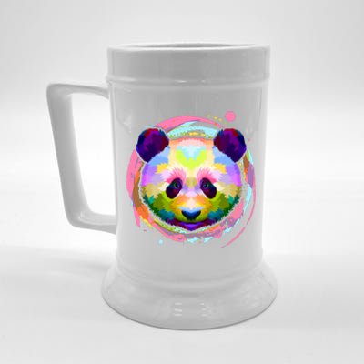 Colorful Painted Abstract Panda Face Beer Stein