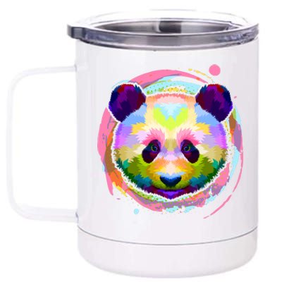 Colorful Painted Abstract Panda Face 12 oz Stainless Steel Tumbler Cup