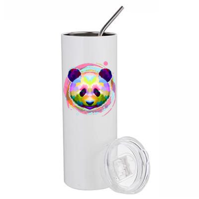 Colorful Painted Abstract Panda Face Stainless Steel Tumbler