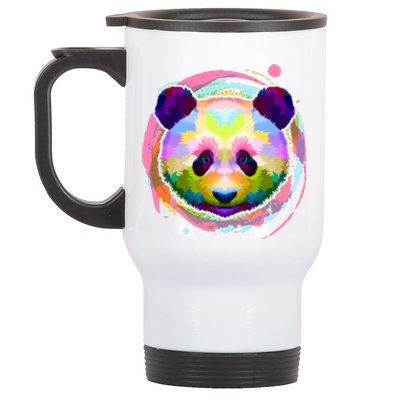 Colorful Painted Abstract Panda Face Stainless Steel Travel Mug