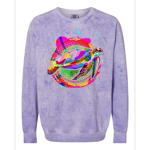 Colorful Painted Abstract Sea Turtle Colorblast Crewneck Sweatshirt