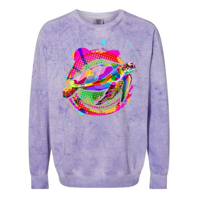 Colorful Painted Abstract Sea Turtle Colorblast Crewneck Sweatshirt