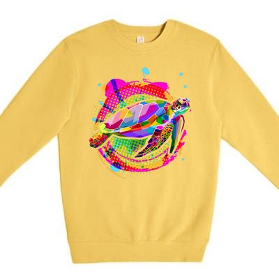 Colorful Painted Abstract Sea Turtle Premium Crewneck Sweatshirt