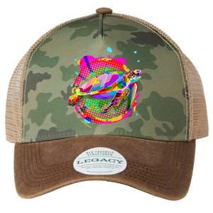 Colorful Painted Abstract Sea Turtle Legacy Tie Dye Trucker Hat