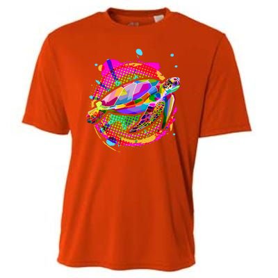 Colorful Painted Abstract Sea Turtle Cooling Performance Crew T-Shirt