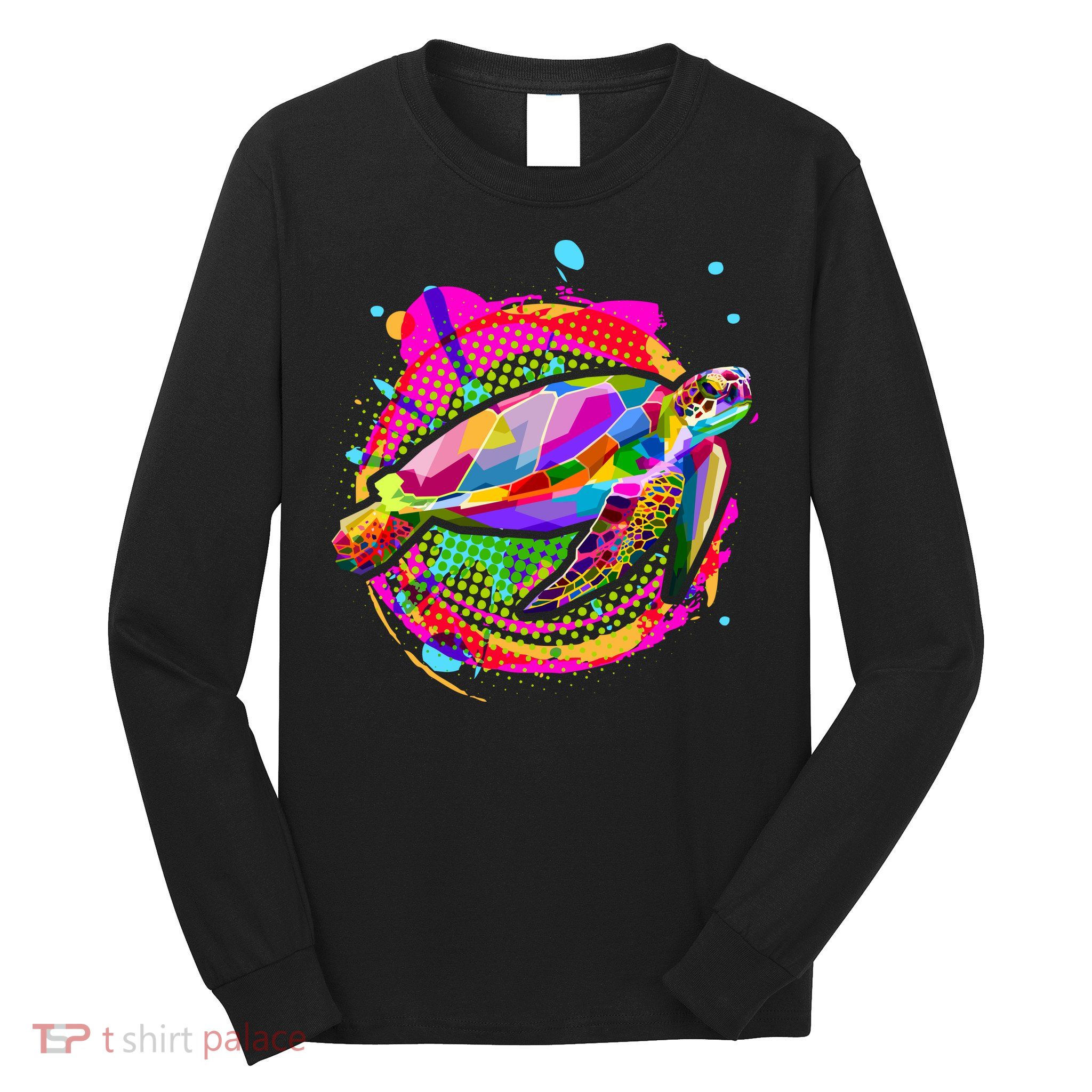 Colorful Painted Abstract Sea Turtle Long Sleeve Shirt