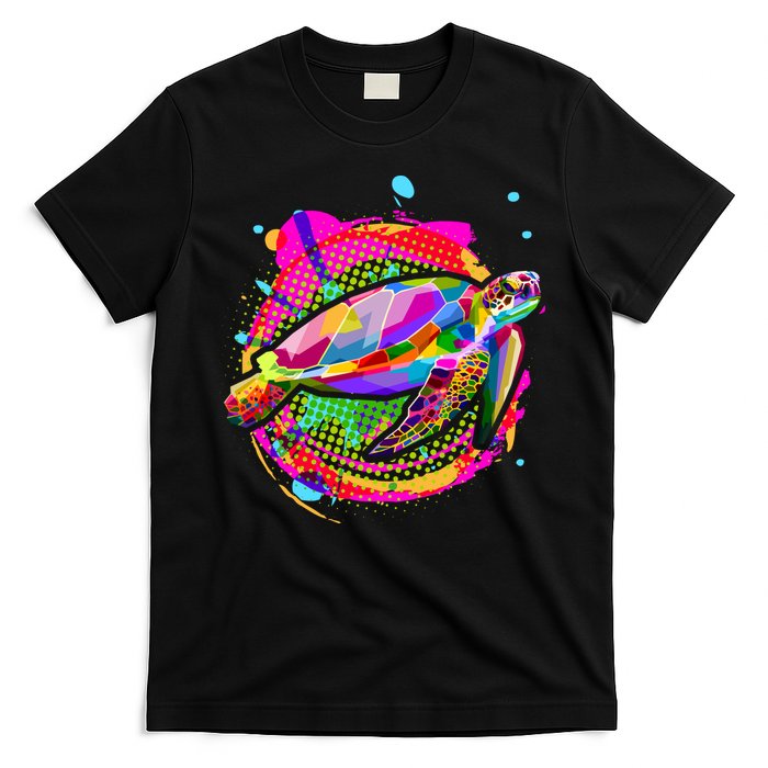 Colorful Painted Abstract Sea Turtle T-Shirt