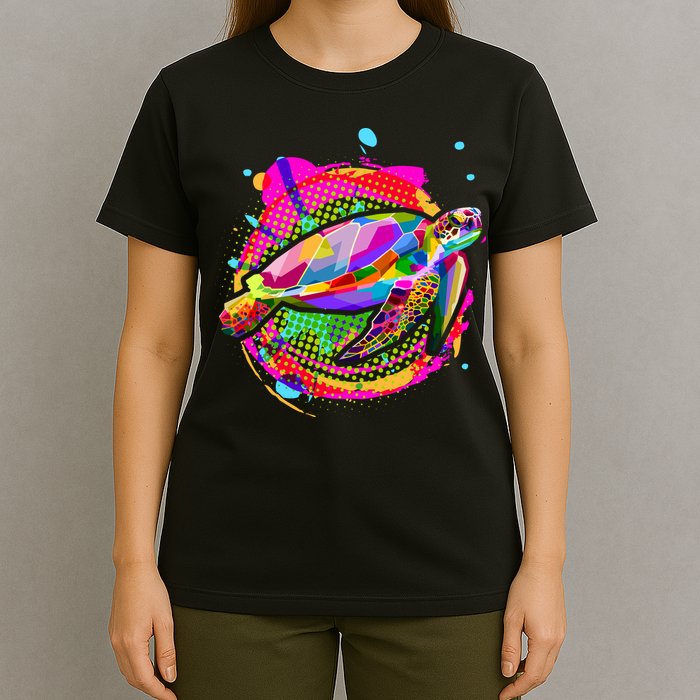 Colorful Painted Abstract Sea Turtle T-Shirt