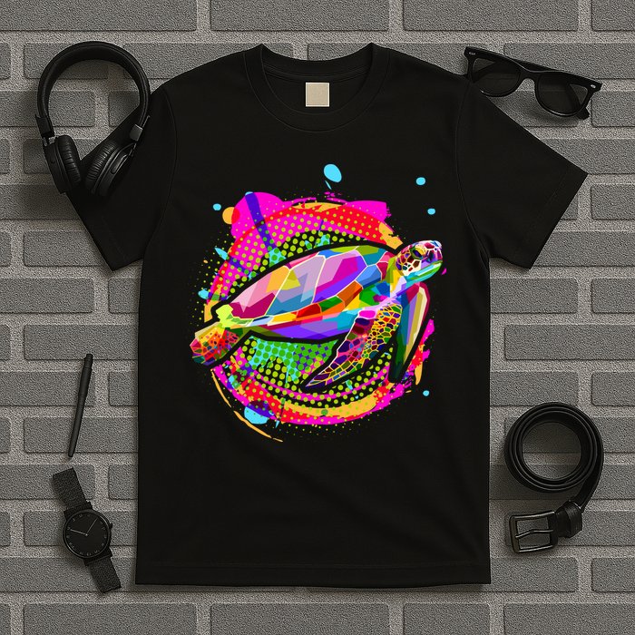 Colorful Painted Abstract Sea Turtle T-Shirt