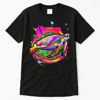 Colorful Painted Abstract Sea Turtle Tall T-Shirt