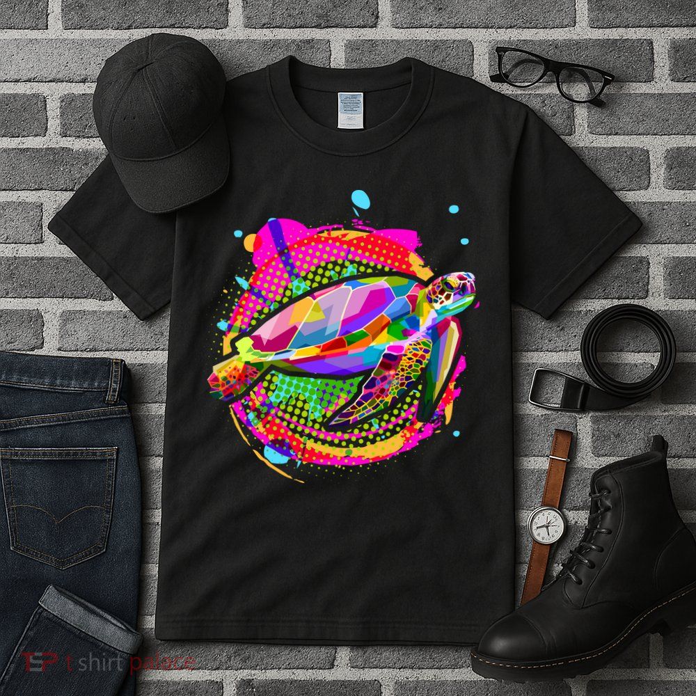 Colorful Painted Abstract Sea Turtle Tall T-Shirt