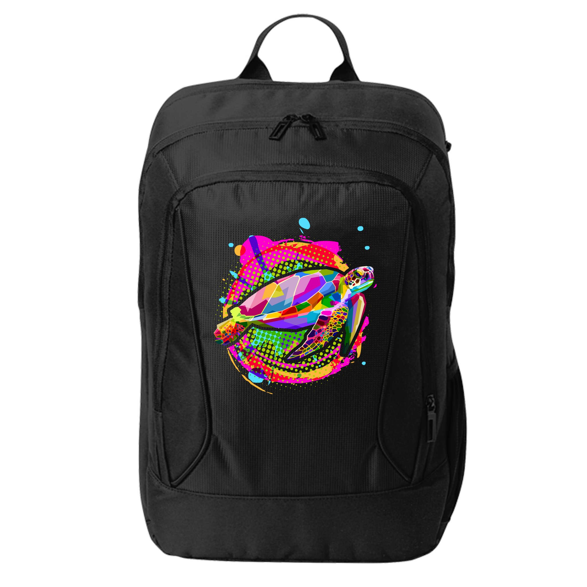 Colorful Painted Abstract Sea Turtle City Backpack