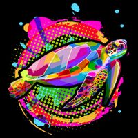 Colorful Painted Abstract Sea Turtle Button