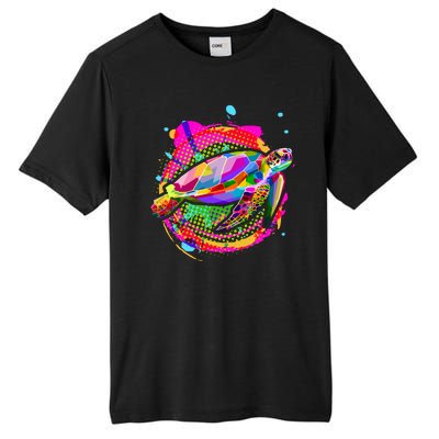 Colorful Painted Abstract Sea Turtle Tall Fusion ChromaSoft Performance T-Shirt