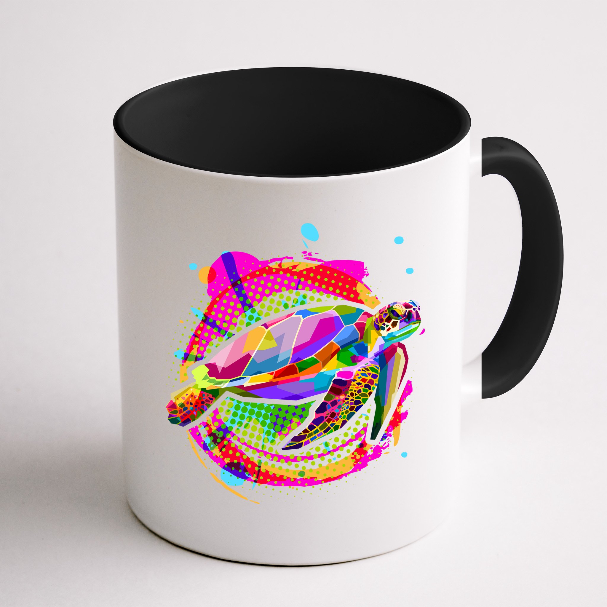 Colorful Painted Abstract Sea Turtle Mug