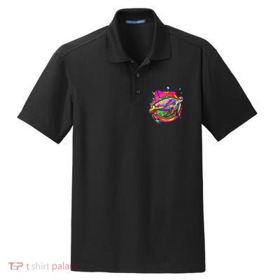 Colorful Painted Abstract Sea Turtle Dry Zone Grid Polo