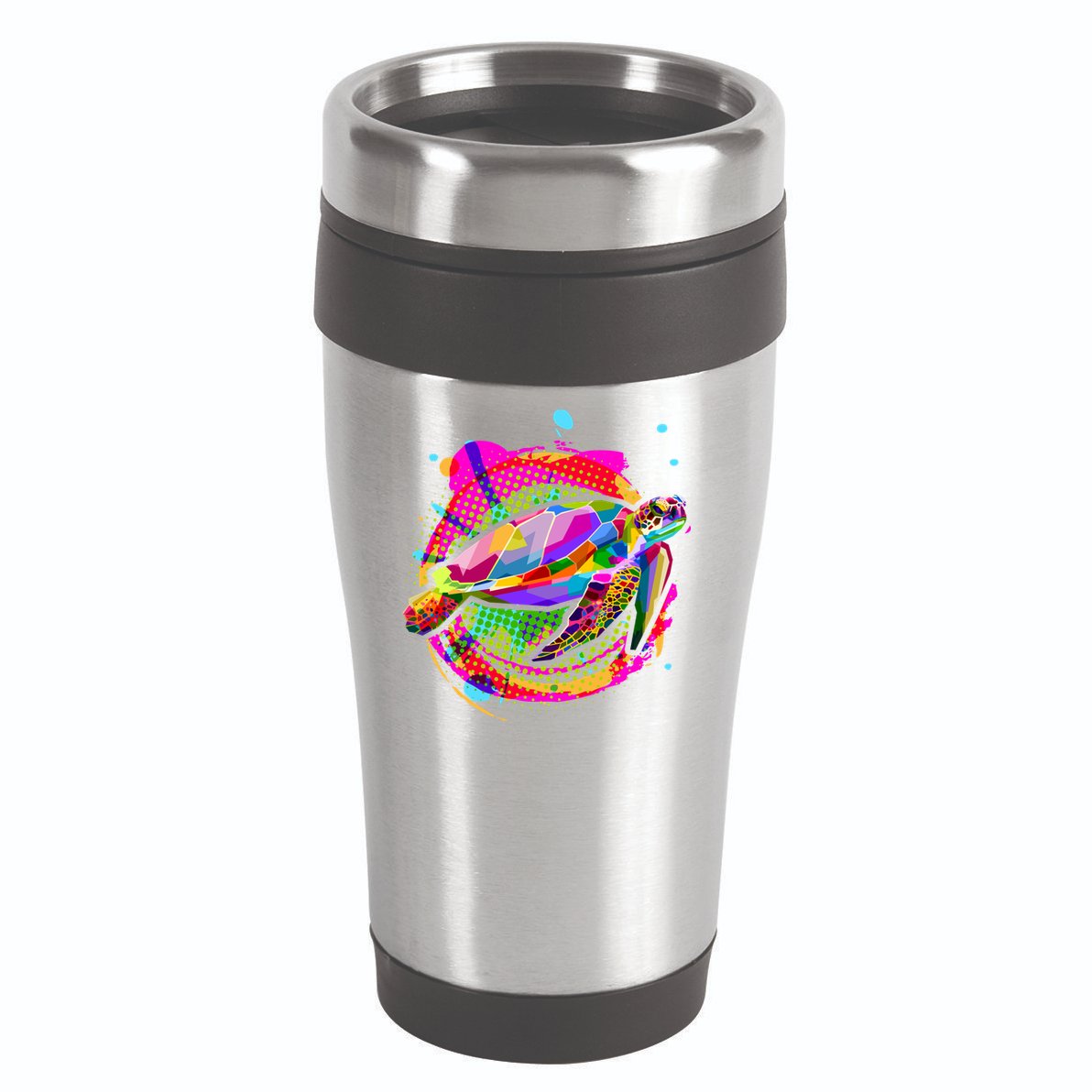 Colorful Painted Abstract Sea Turtle 16oz Travel Tumbler