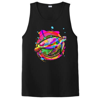 Colorful Painted Abstract Sea Turtle PosiCharge Competitor Tank