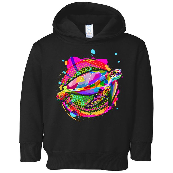 Colorful Painted Abstract Sea Turtle Toddler Hoodie