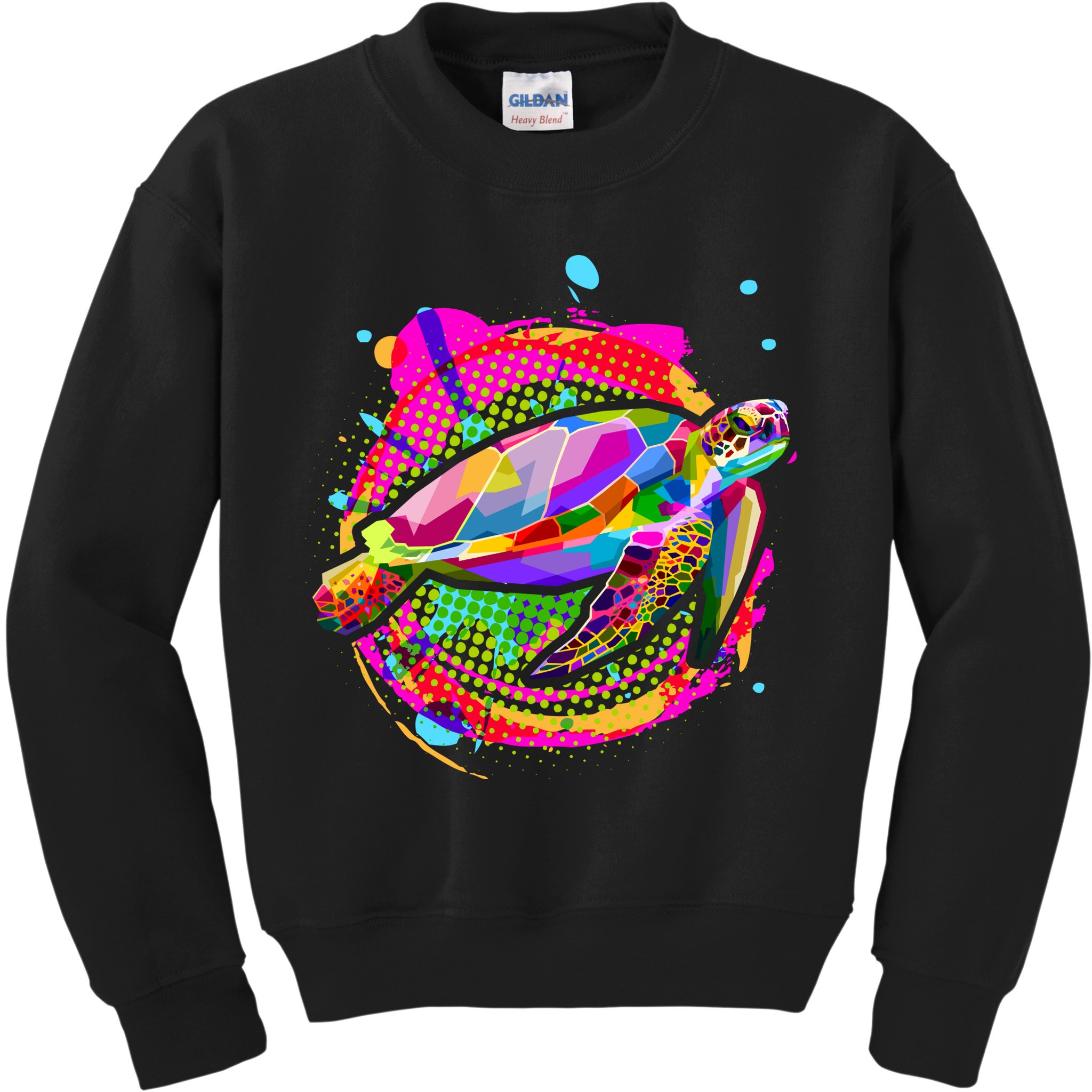 Colorful Painted Abstract Sea Turtle Kids Sweatshirt