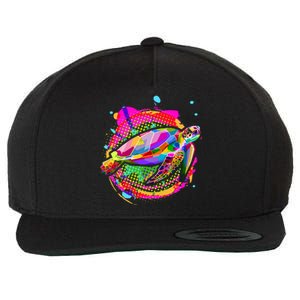 Colorful Painted Abstract Sea Turtle Wool Snapback Cap