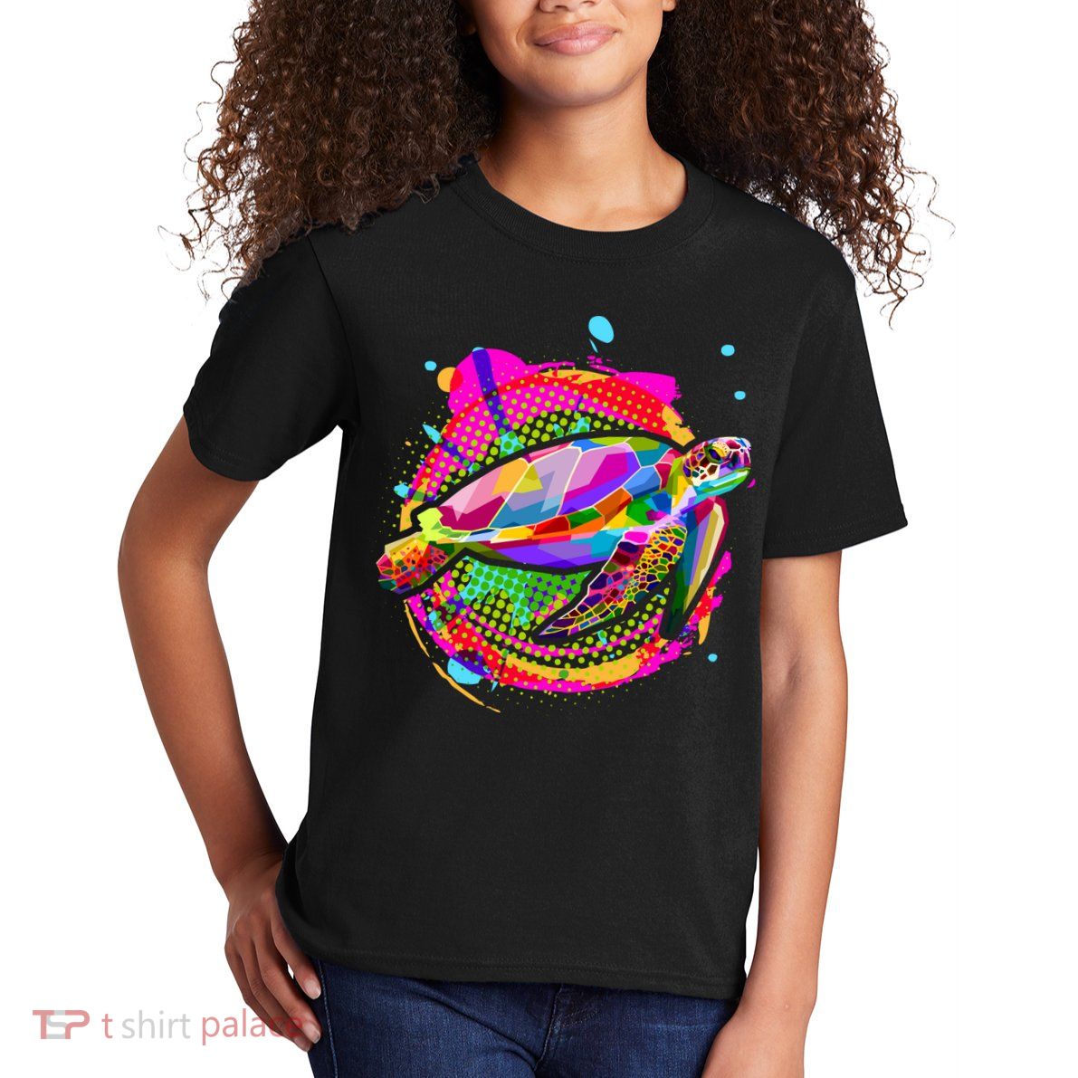 Colorful Painted Abstract Sea Turtle Kids T-Shirt
